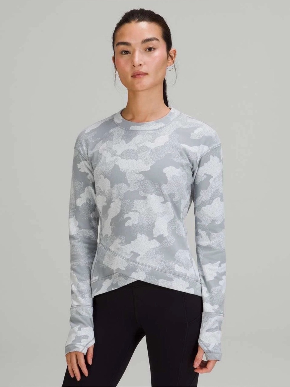 Lululemon Camo Close To Crossing Rulu Long Sleeve Shirt Crossover Gray Size 8